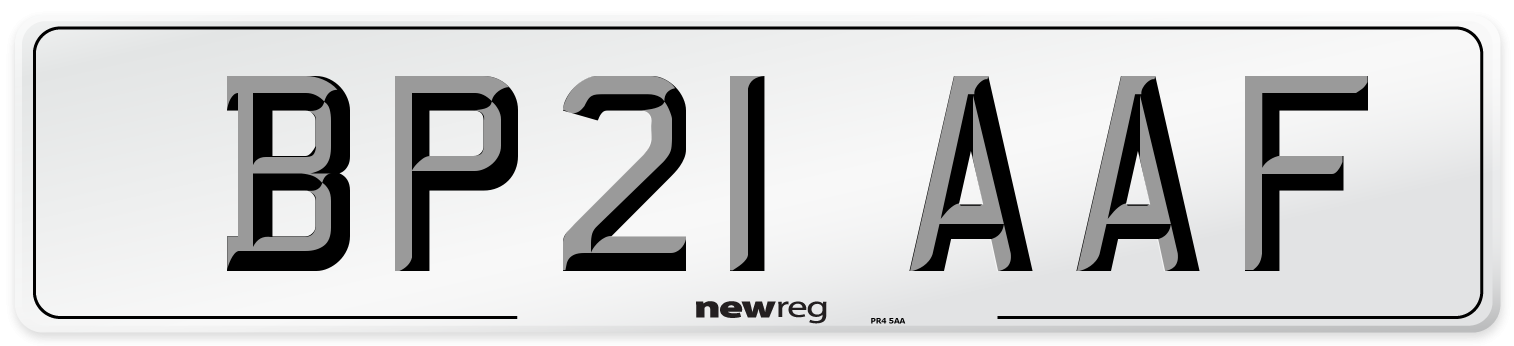 BP21 AAF Number Plate from New Reg